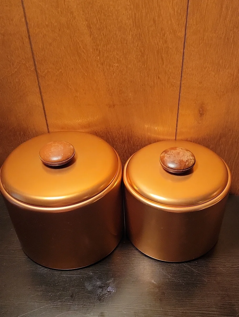 Vintage Mirro Copper Tone Metal Canister Set - 2 Pieces